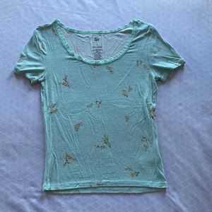 Flowered Mint Green Shirt
